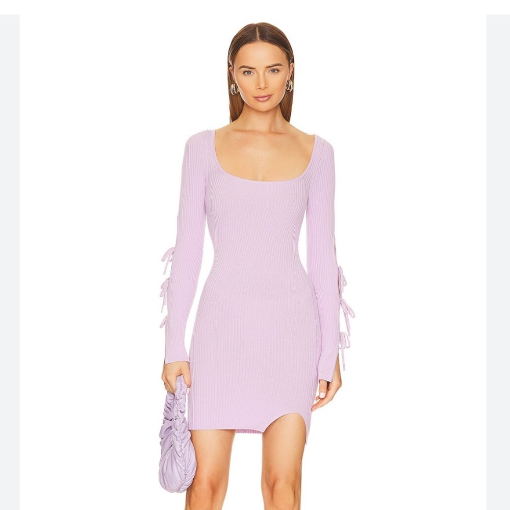 Revolve lover’s and friends lavender Abel tie mini knit dress